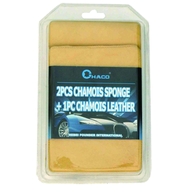 BL001 2pcs Chamois sponge + 1pc Chamois leather